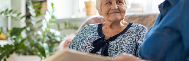 Resident interacts with staff member